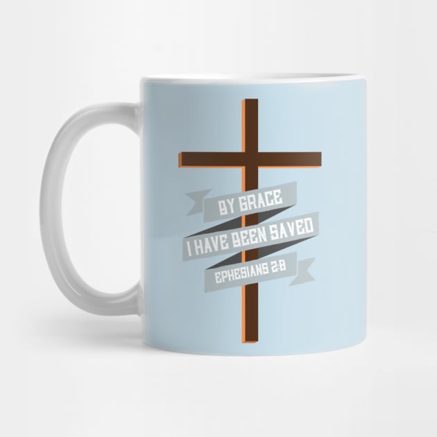 By Grace - Ephesians 2:8 Jesus Cross T-Shirt by lucidghost